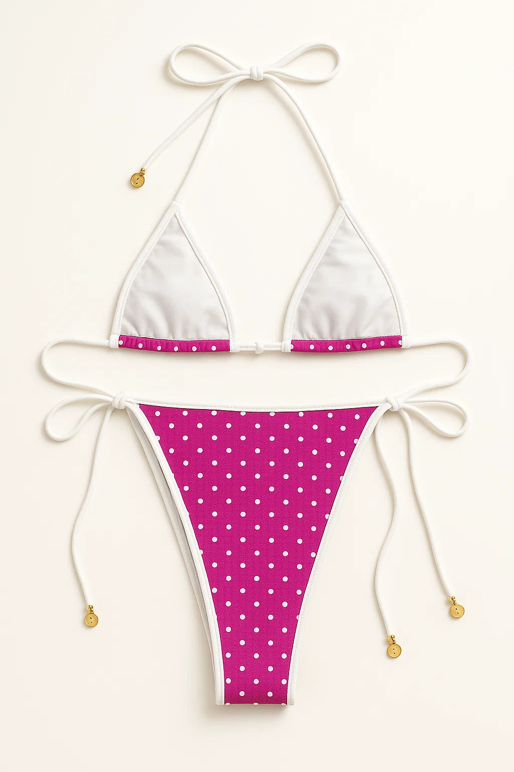 Fuchsia Retro Polka Dot String Bikini