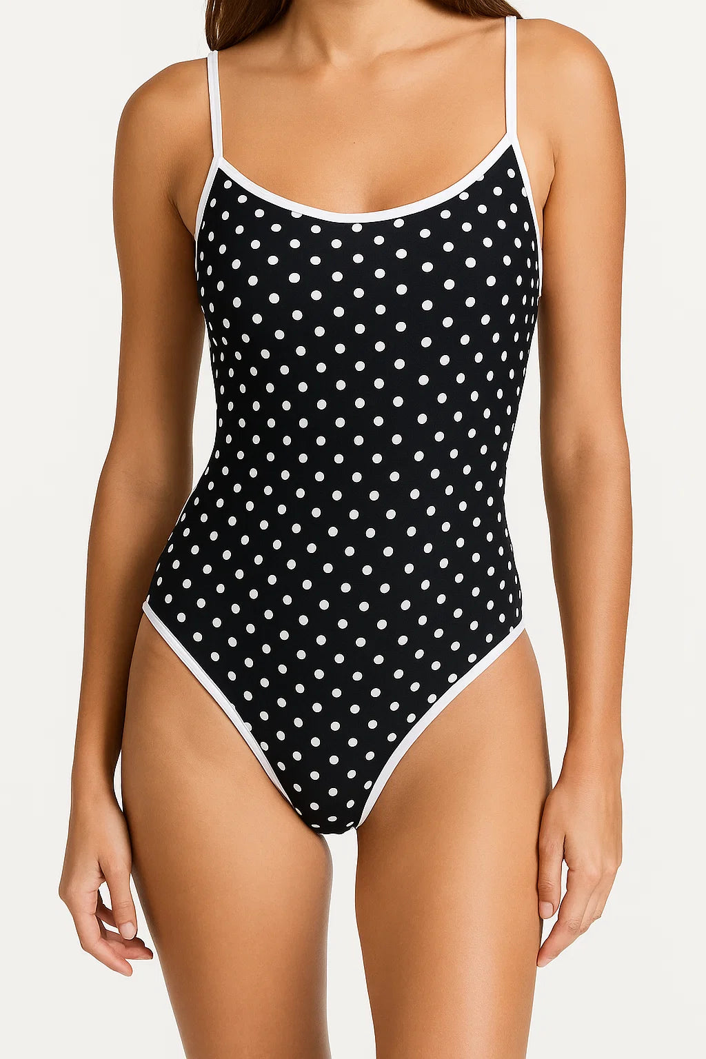 Black Polka Dot One-Piece Swimsuit