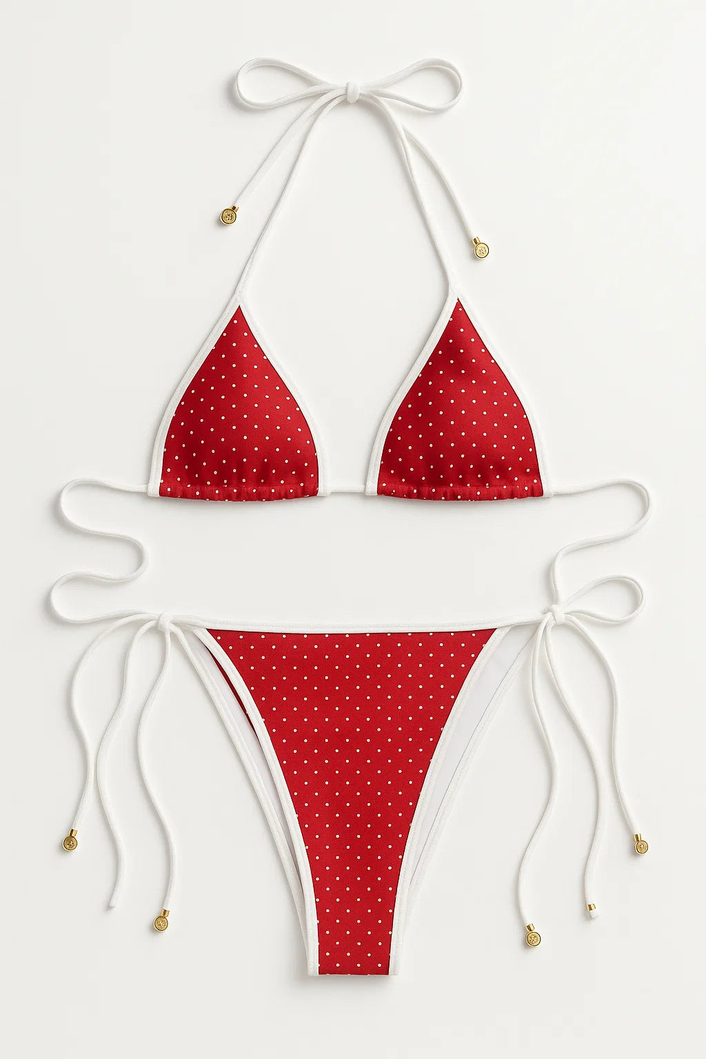 Navy Retro Polka Dot String Bikini